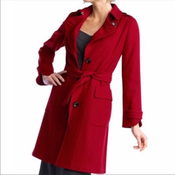 Banana Republic Red Wool Belted Coat 